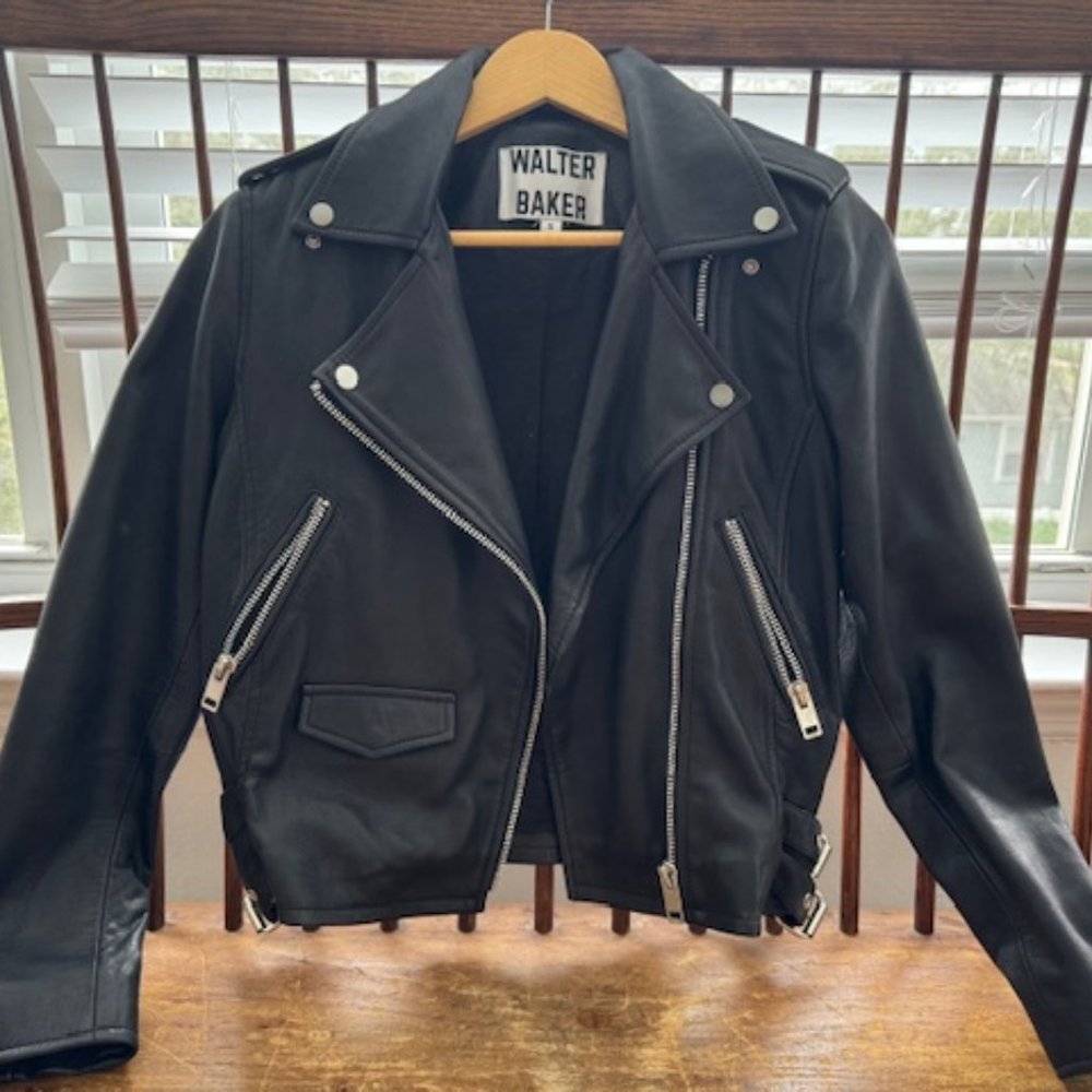 Leather Moto Jacket Cropped - Walter Baker